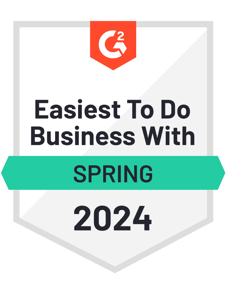 G2 Easiest to Do Business With badge for Spring 2024