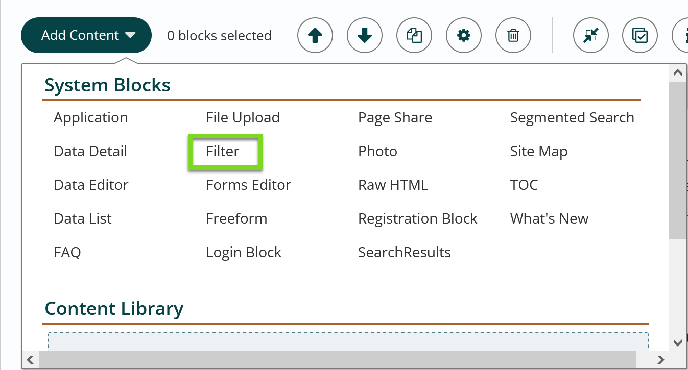 add a block choose filter