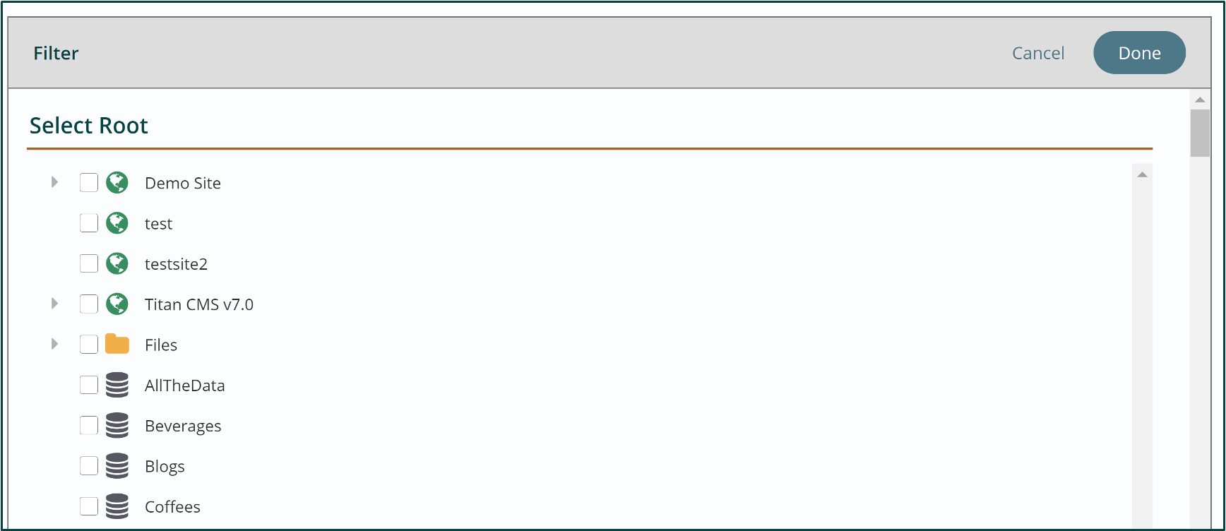 select root