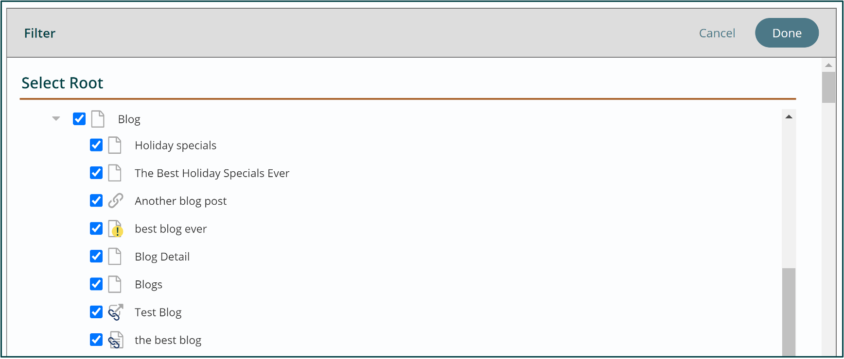 filter select root