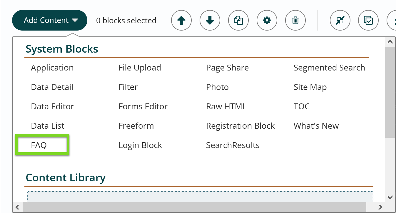add an faq block screenshot