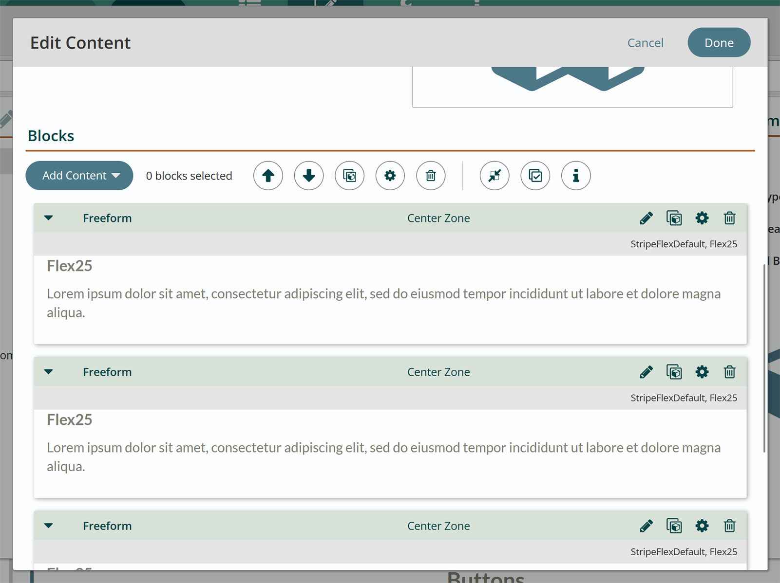 Blocks in a content library item