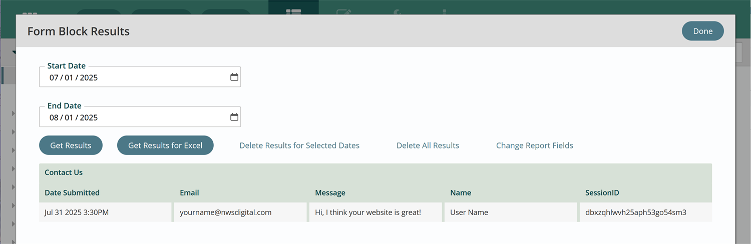 Form results
