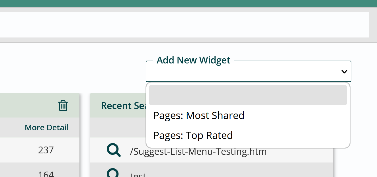 Add New Widget menu