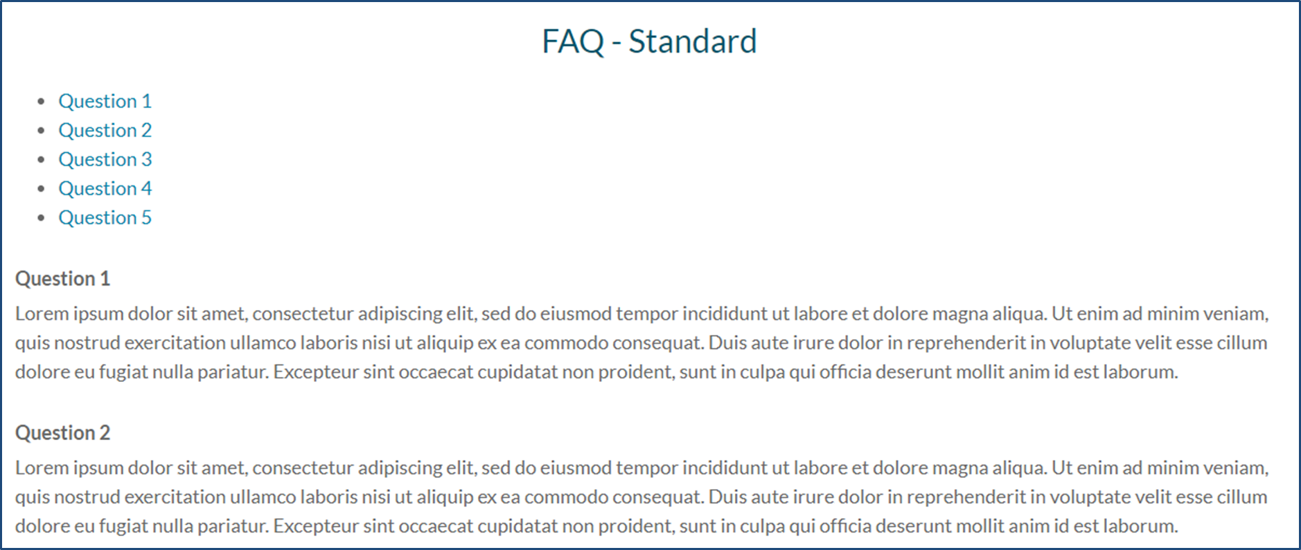 standard faq block