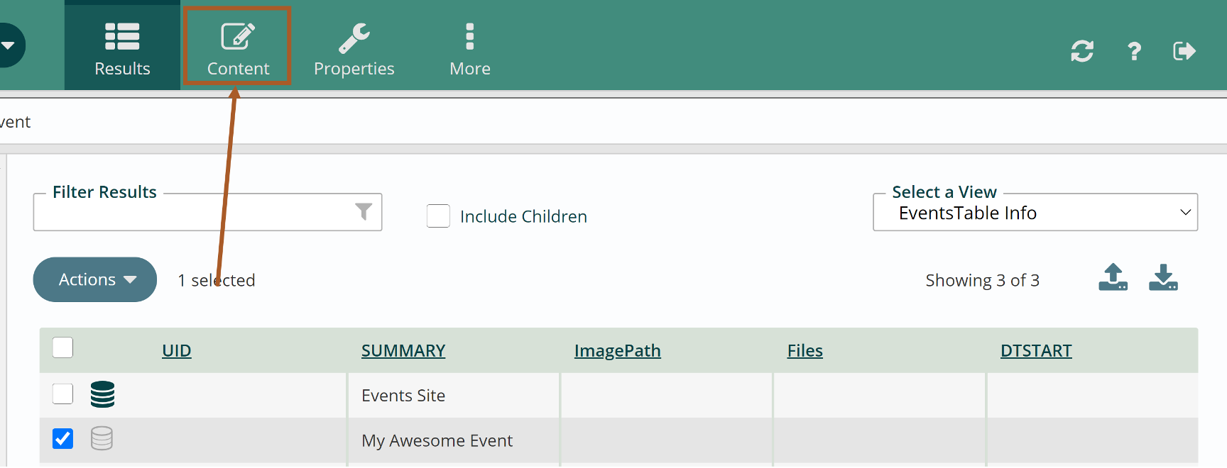 calendar content button