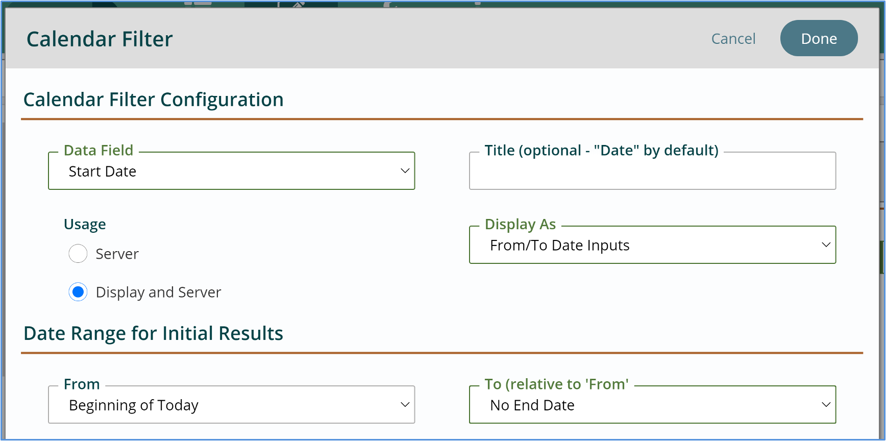 calendar filter