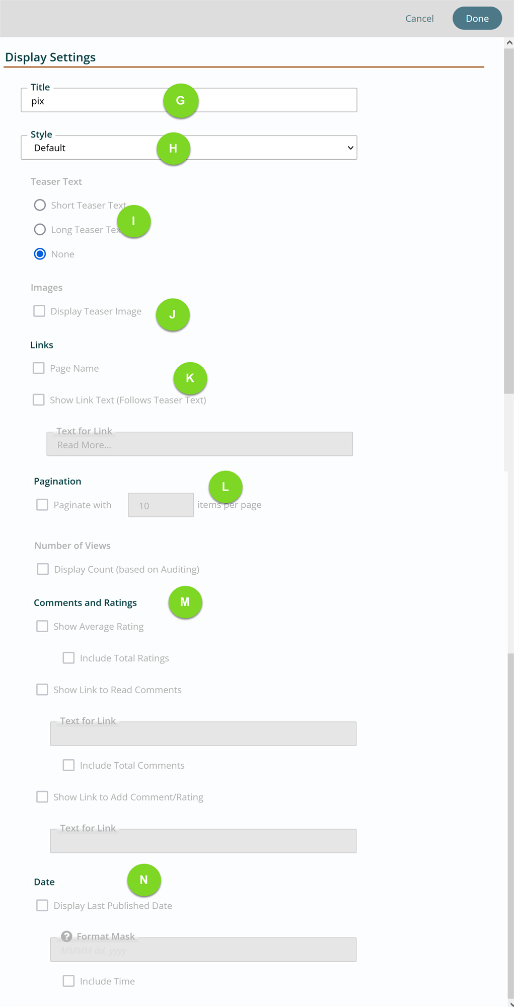 display settings photo block