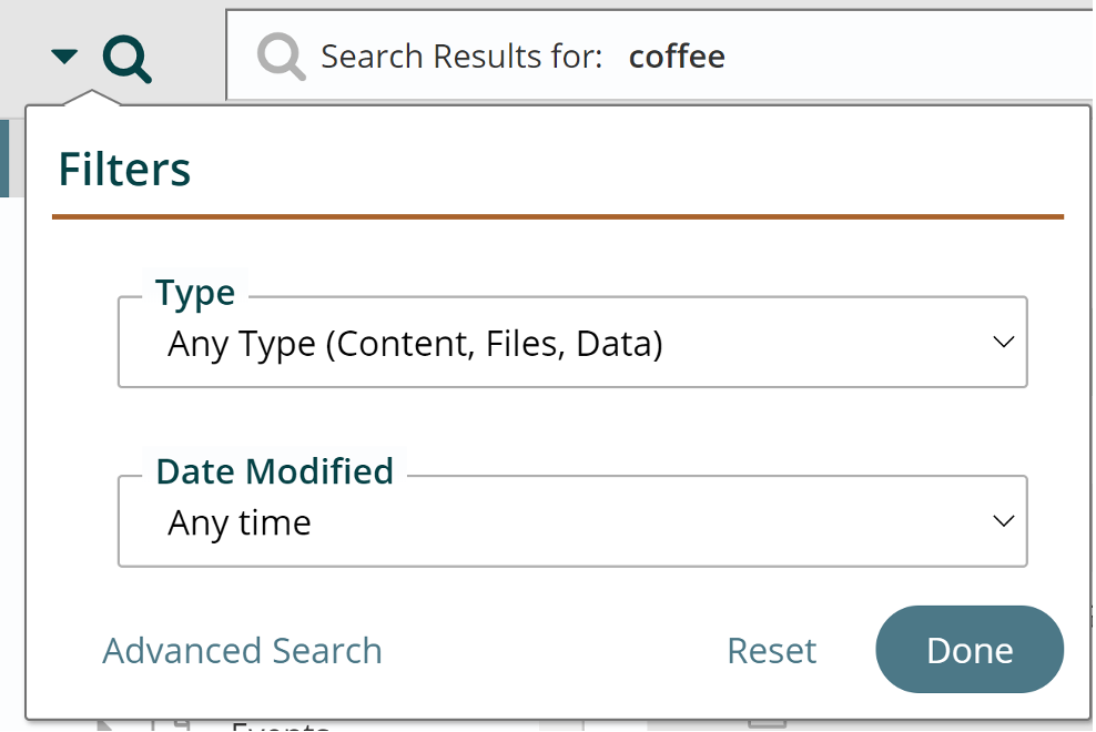 filter options