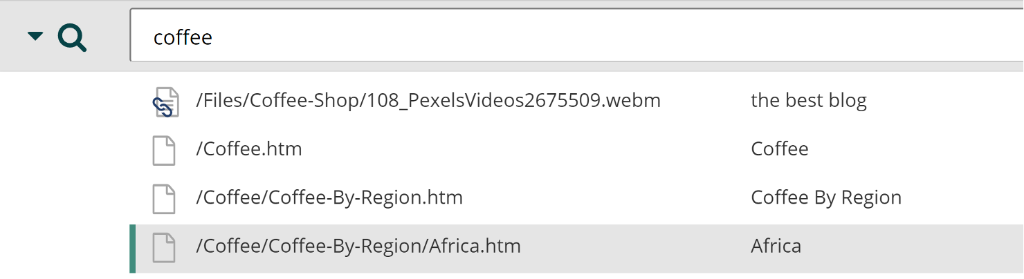 search crumb quick results