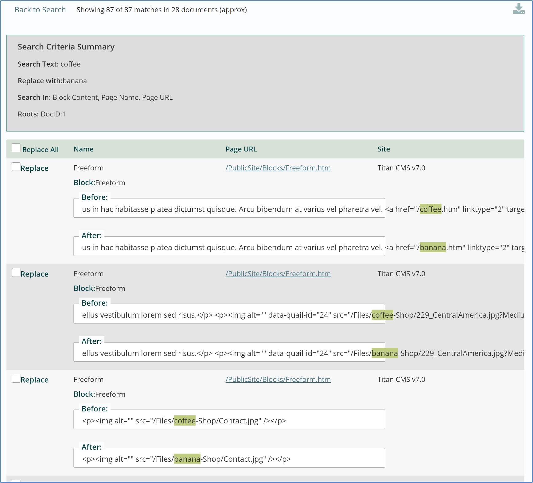 search text replace with