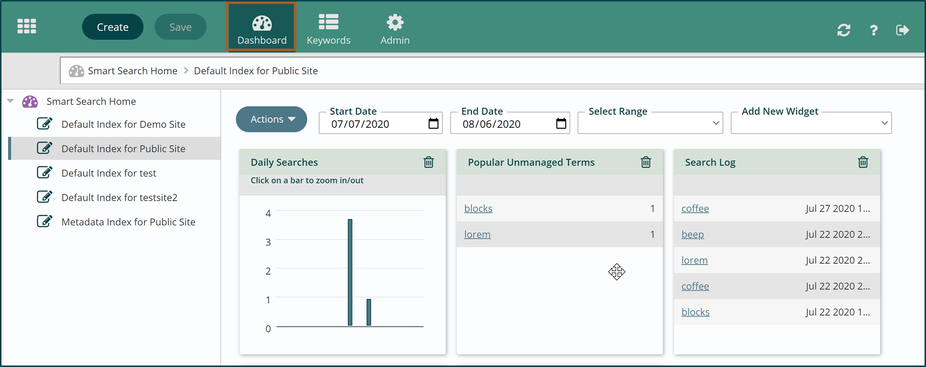 Smart Search Dashboard