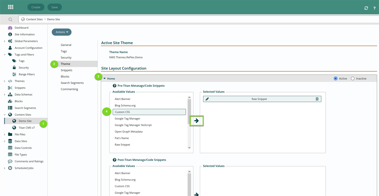 Adding snippets in a theme