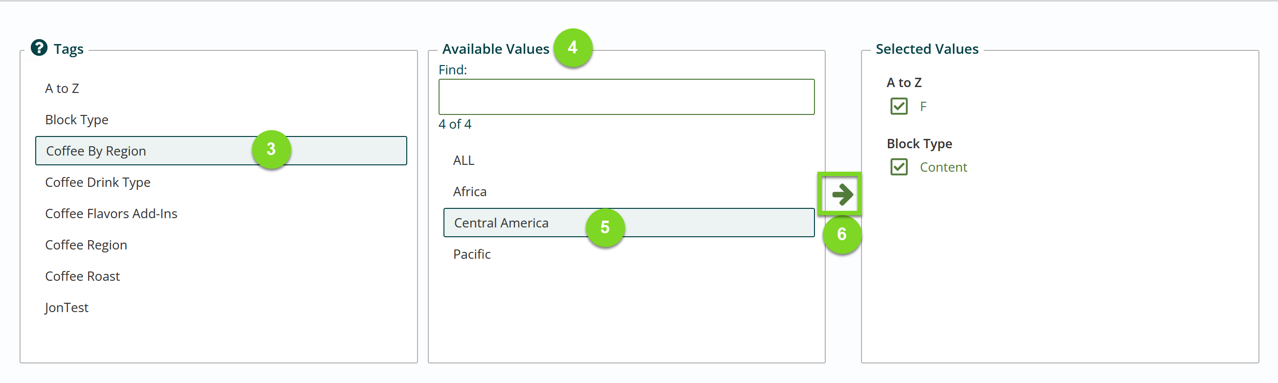 tags available values
